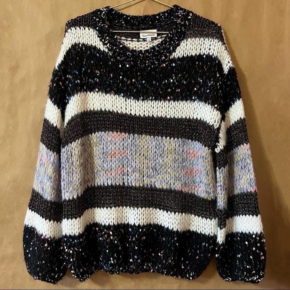 Heartloom Evereve Mariah Pullover Textured Stripe Oversized Knit Sweater Size S